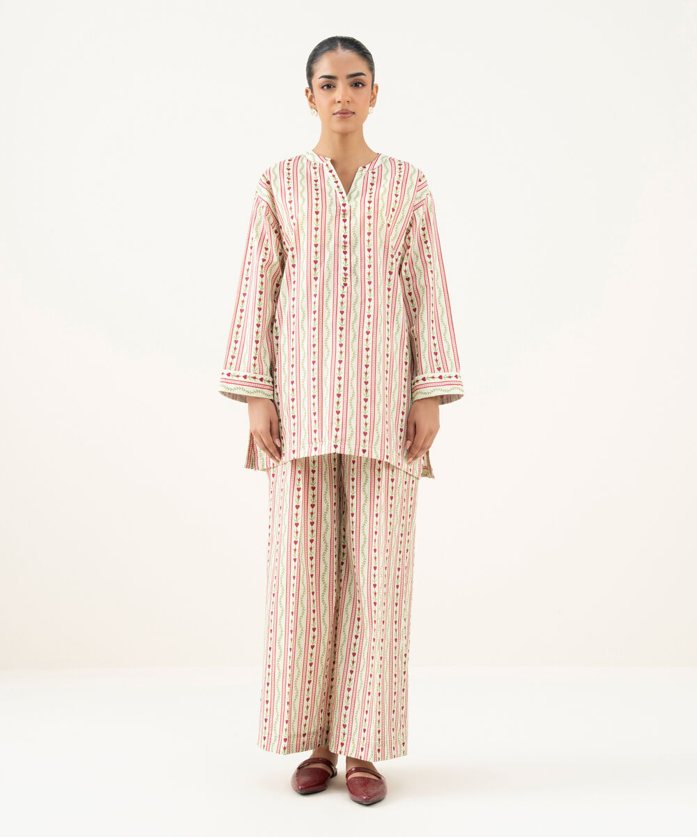 Women's RTW Crosshatch Printed Off White Straight Shirt