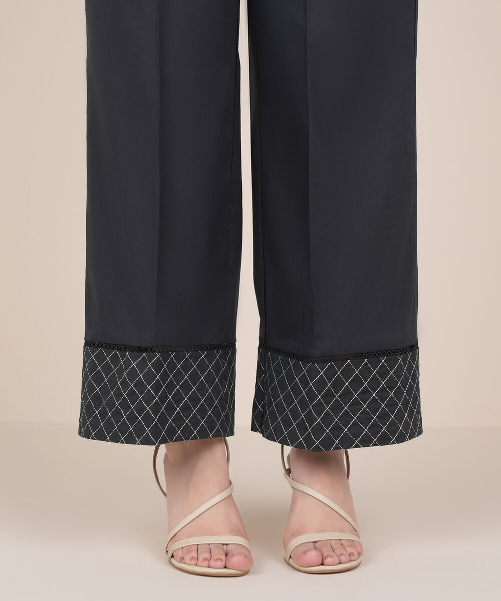 Women's RTW Cambric Black Solid Culottes