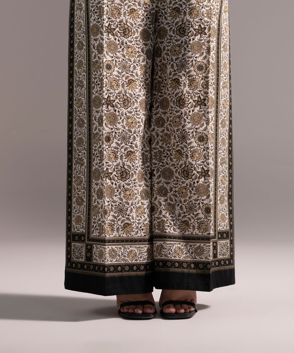 Women's RTW Cambric Printed White Culottes