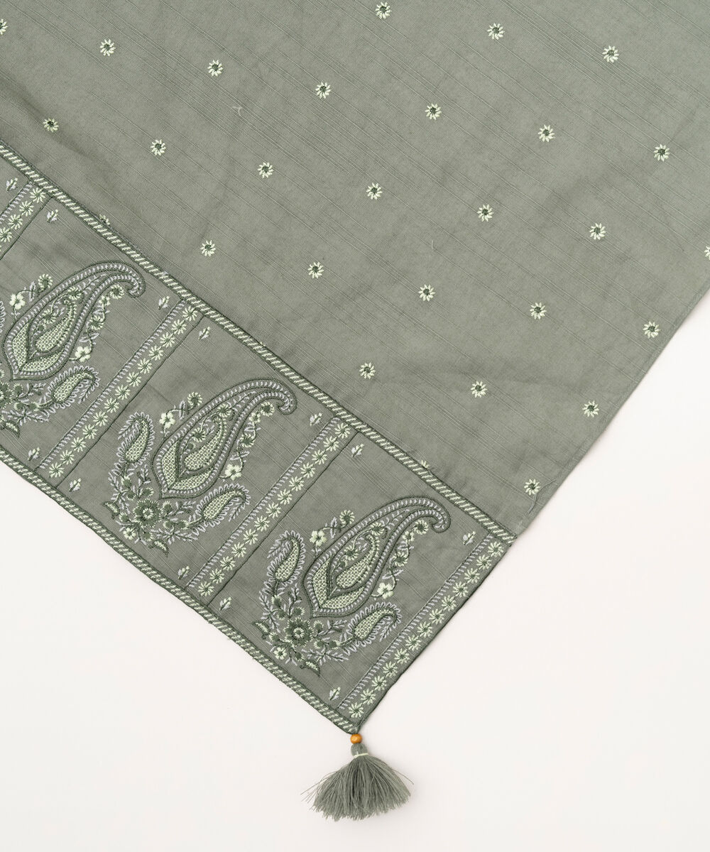 Light Khaddar Embroidered Grey Dupatta