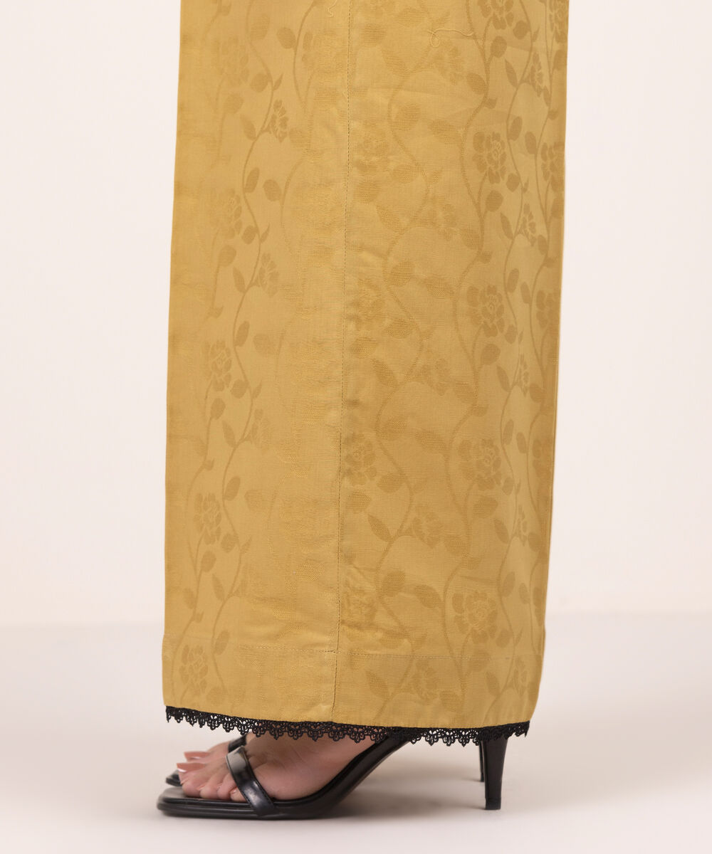 Women's RTW Self Jacquard Solid Brown Culottes