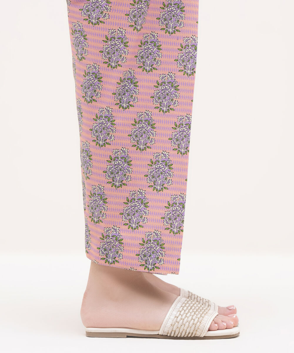 Women's RTW Textured Lawn Pink Printed Shalwar