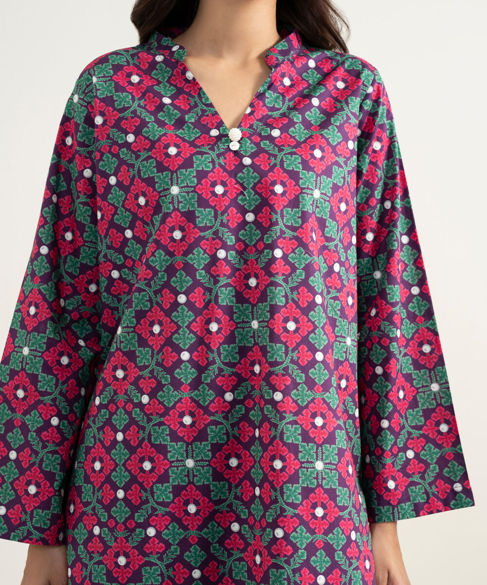 Women's RTW Cambric Printed Multi Straight Shirt