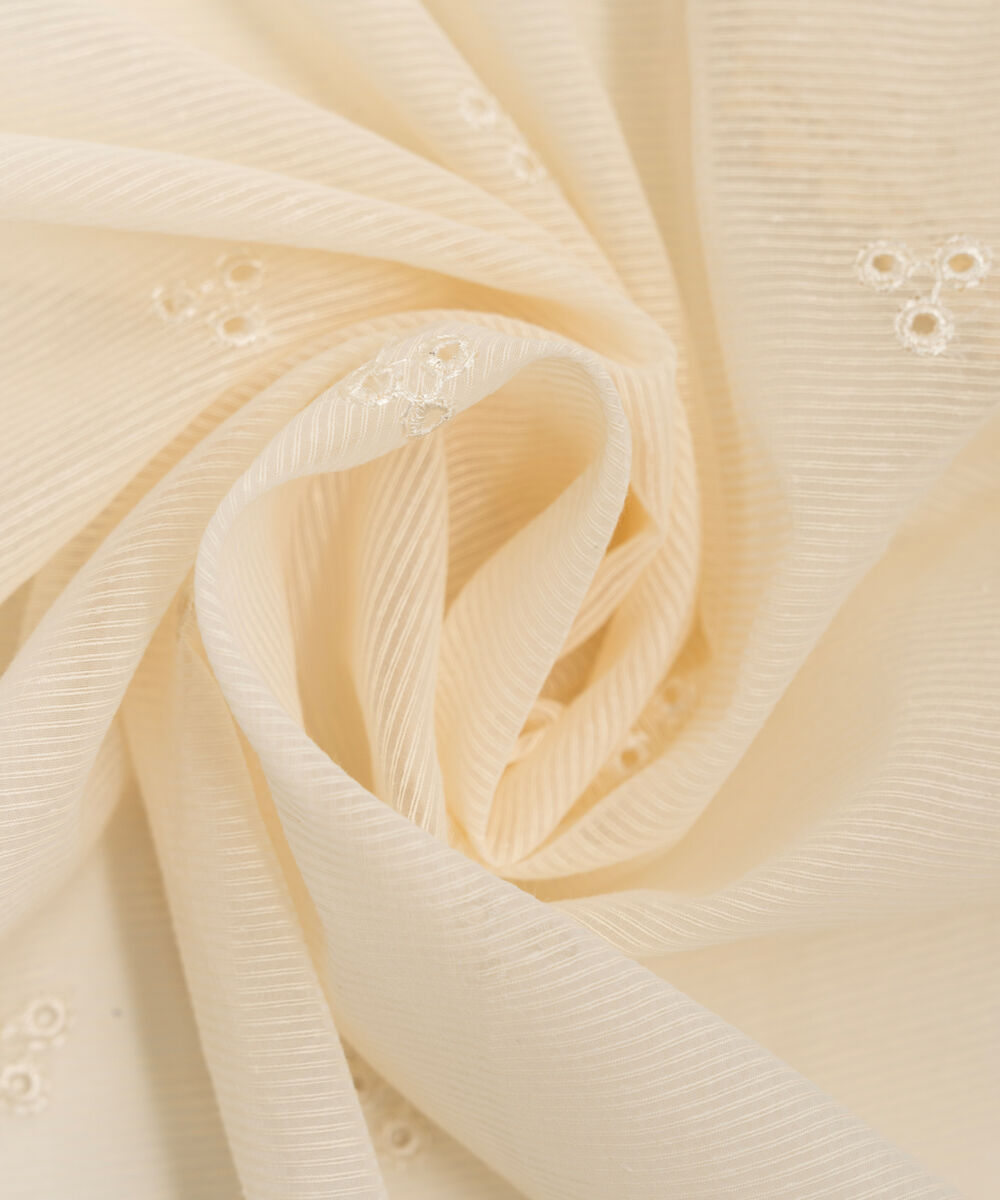 Women's RTW Textured Karandi Embroidered Off White Dupatta