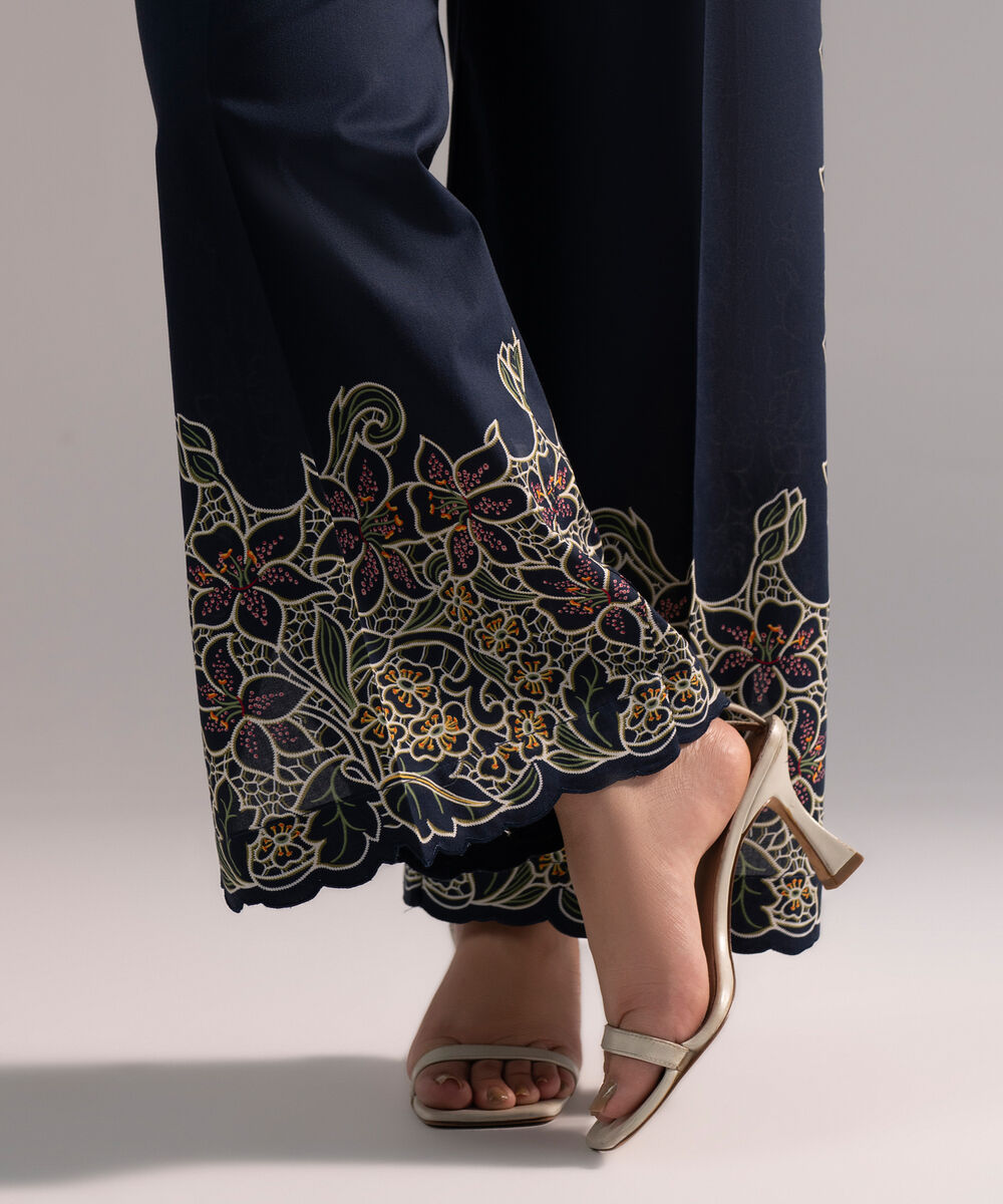 Women's RTW Cambric Printed Dark Blue Culottes