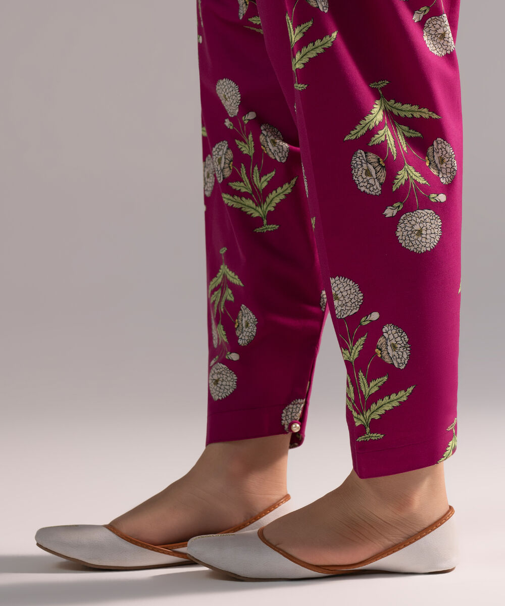 Women's RTW Cambric Printed Plum Skinny Shalwar