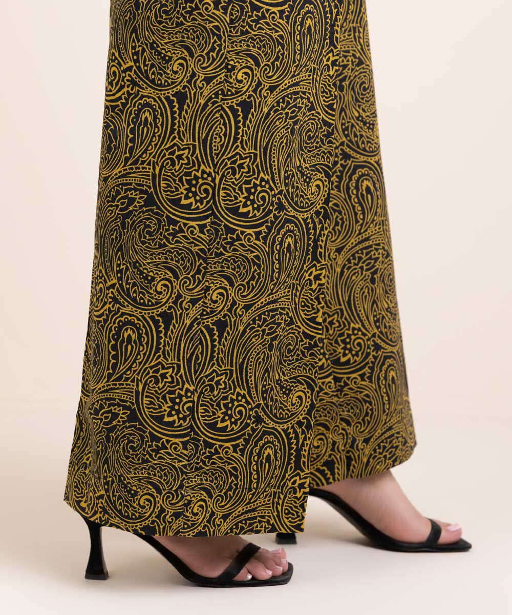 Woman - Black Printed Cambric Culottes