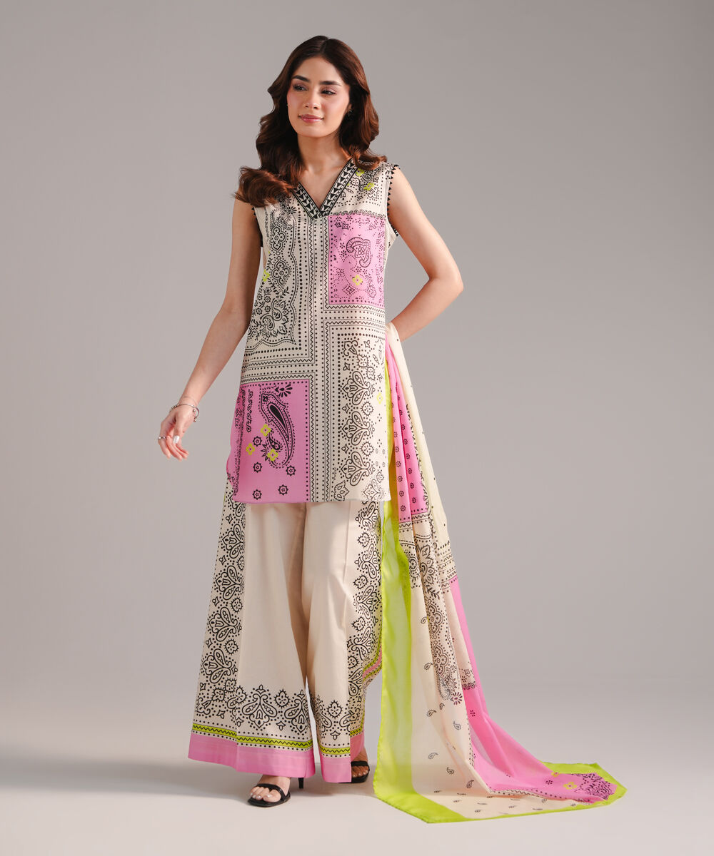 Lawn Printed Beige Dupatta
