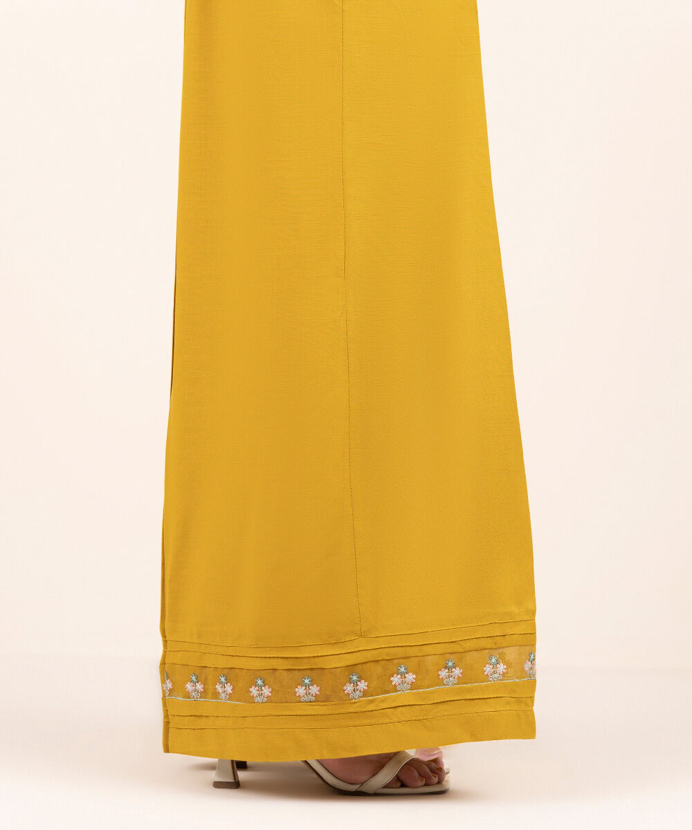 Women's Pret Cambric Mustard Solid Flared Pants