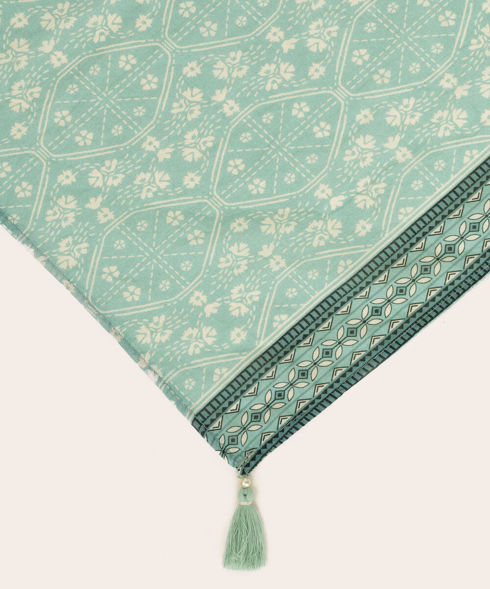 Fine Volie Teal Printed Dupatta