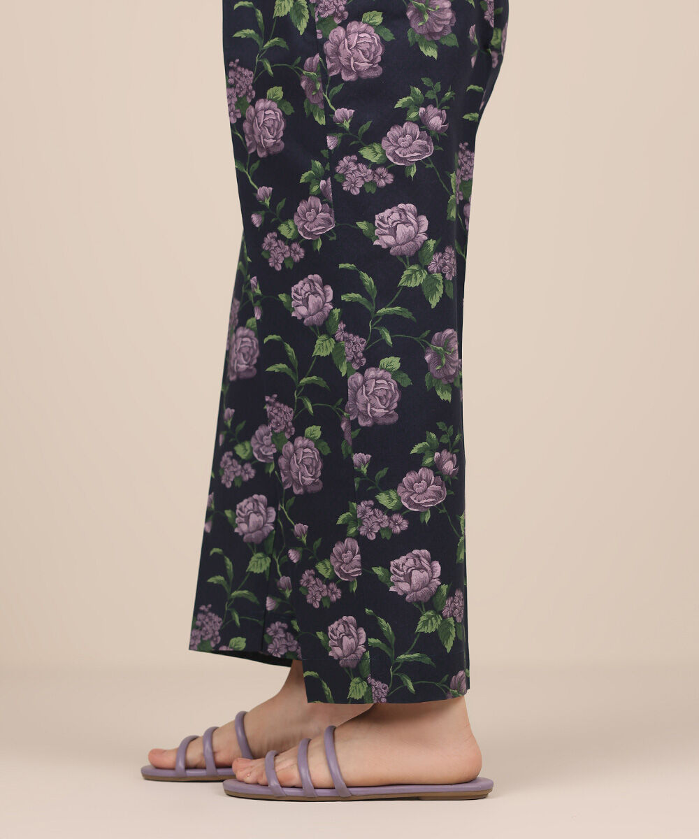 Women's RTW Cambric Purple Printed Straight Pants