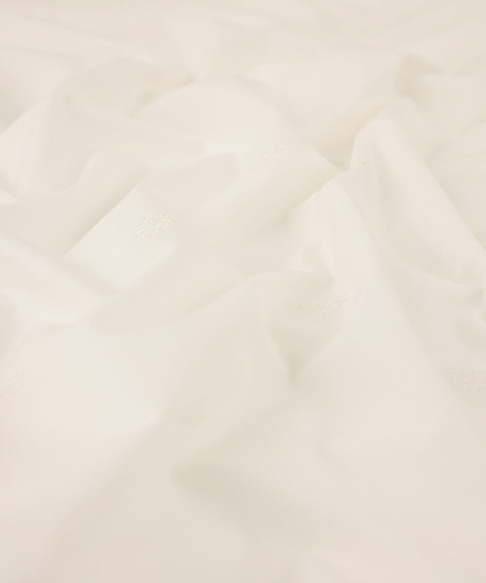 Men's Unstitched Cotton Schiffli White Kurta