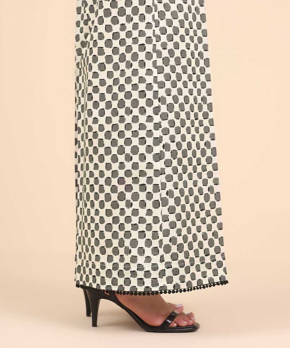Women's Pret Cambric Black Printed Flared Pants