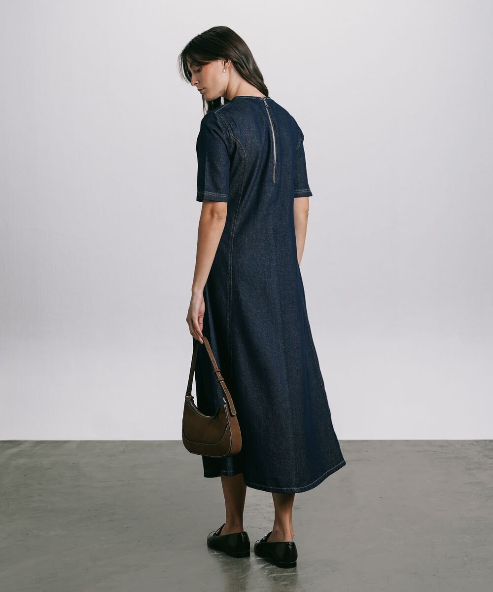 Women's Western Wear Blue Flared Denim Dress