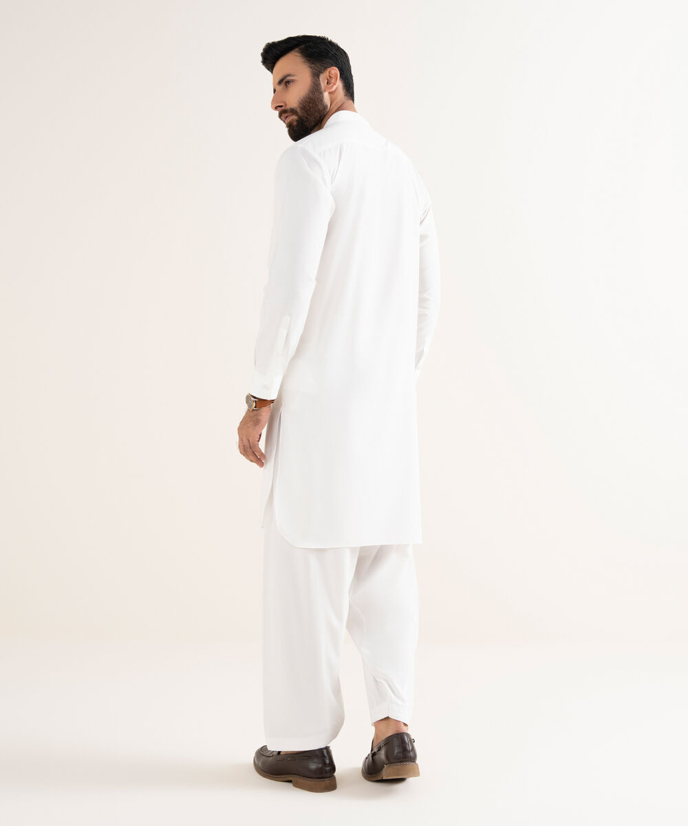 Men's Wash & Wear Plain White Kurta Shalwar