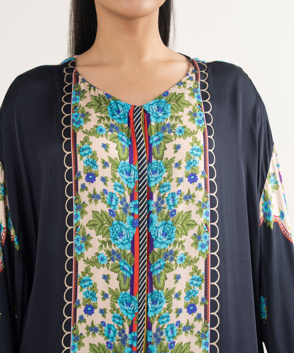 Women's RTW Bemberg Chamoz Printed Black 2 Piece Suit