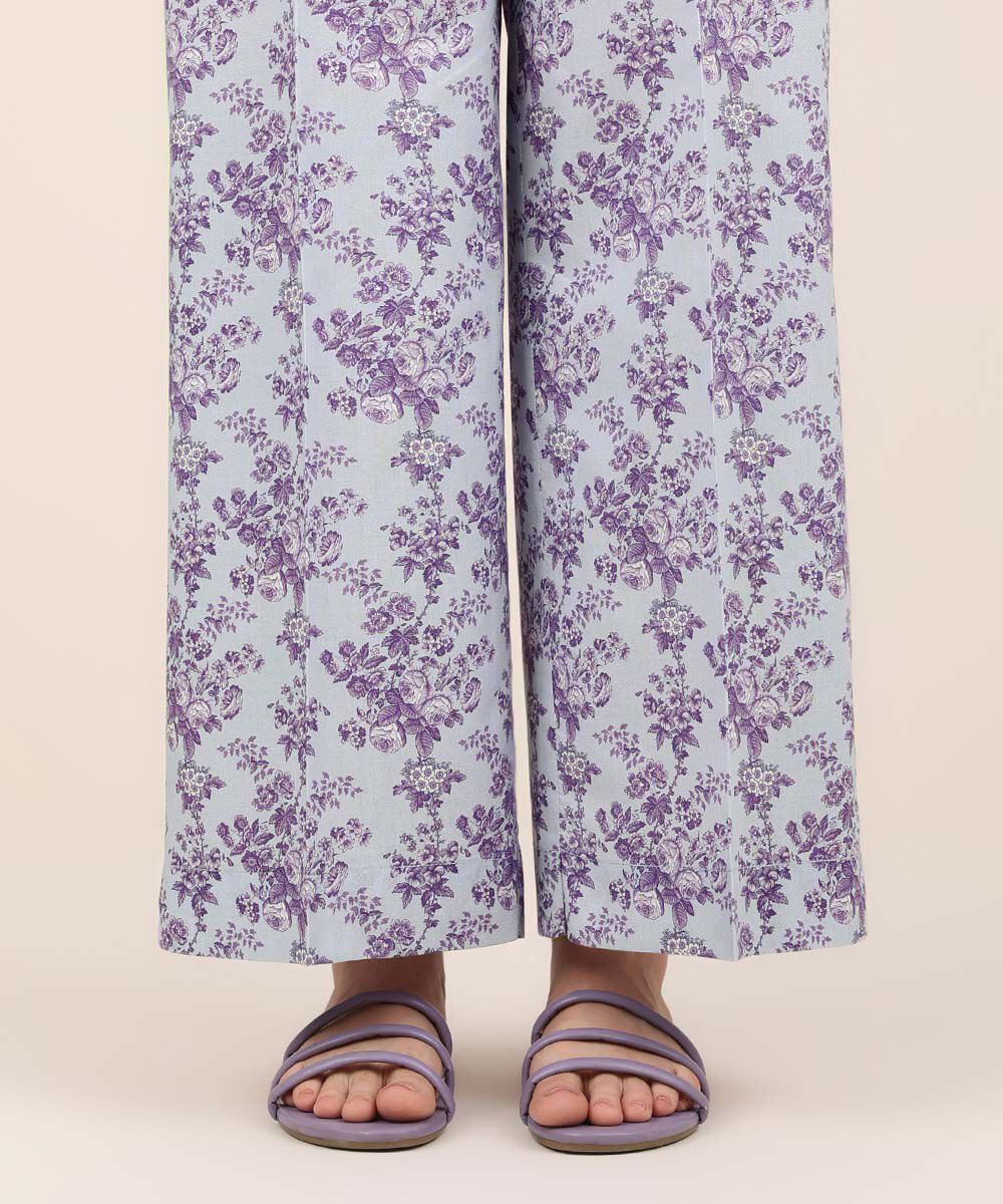 Women's RTW Cotton Viscose Purple Printed Culottes