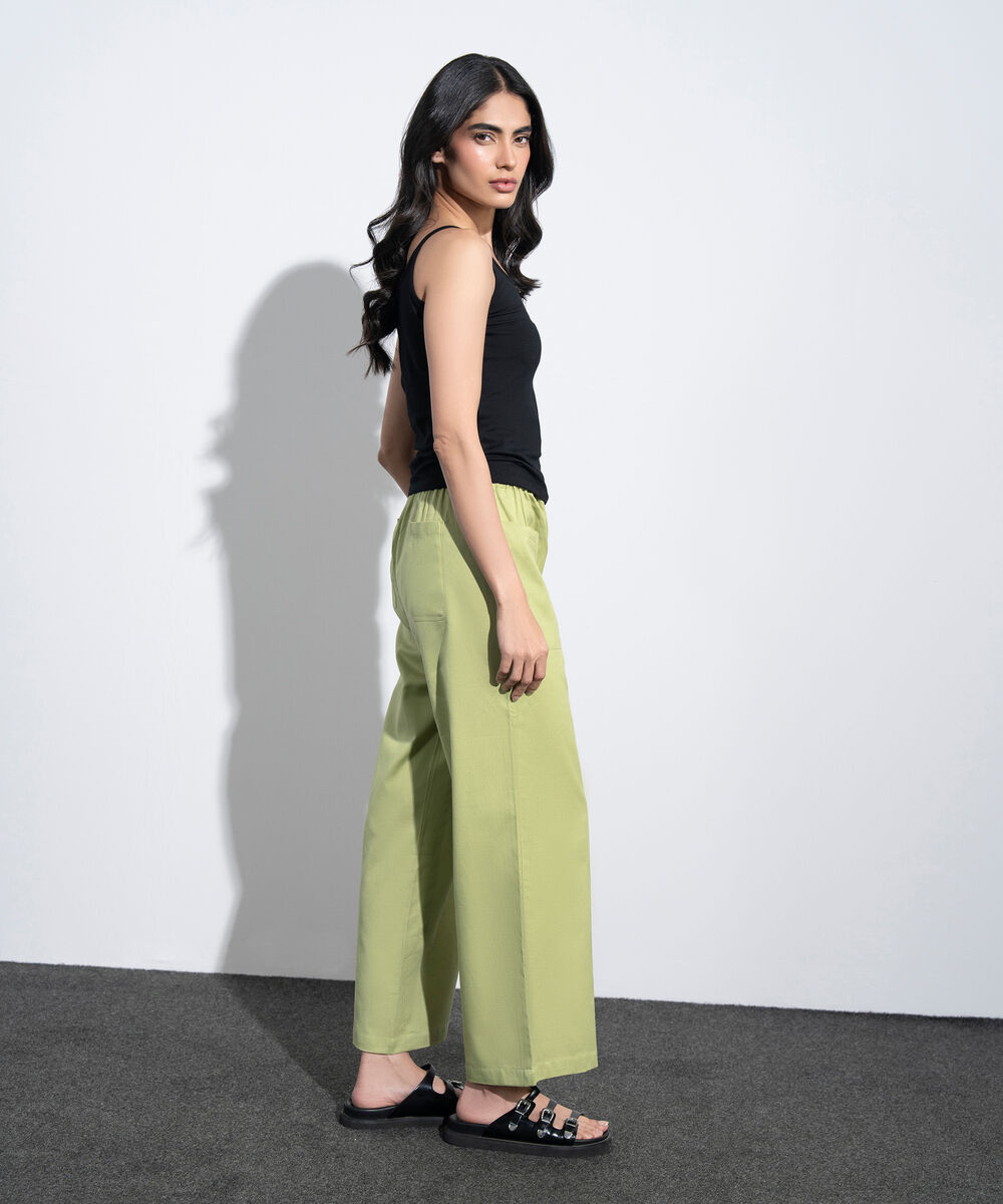 Women's Western Green Linen Blend Pull-On Trousers