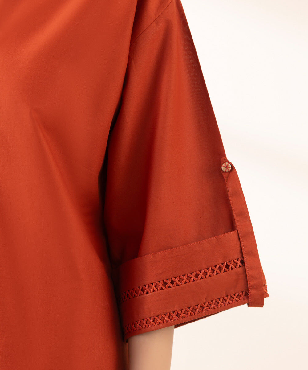 Woman - Orange Solid Cambric Shirt