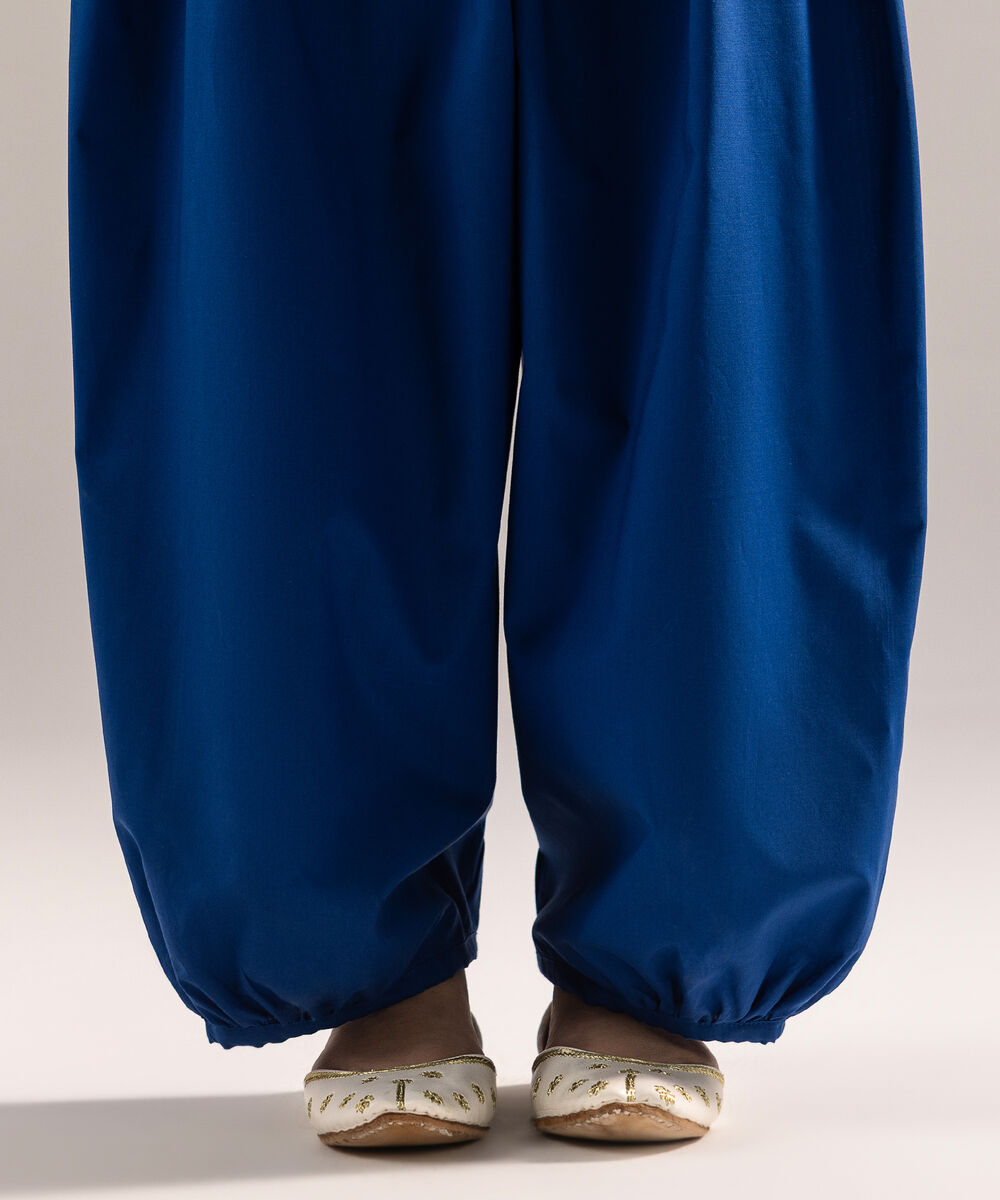 Women's RTW Cambric Solid Dark Blue Balloon Pants