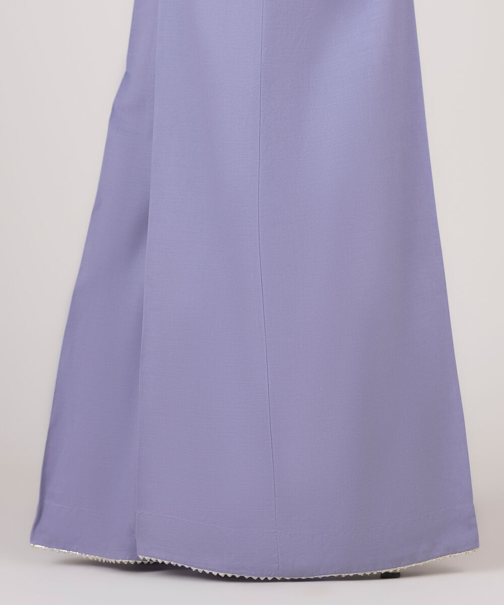 Women's RTW Cotton Viscose Purple Solid Flared Pants