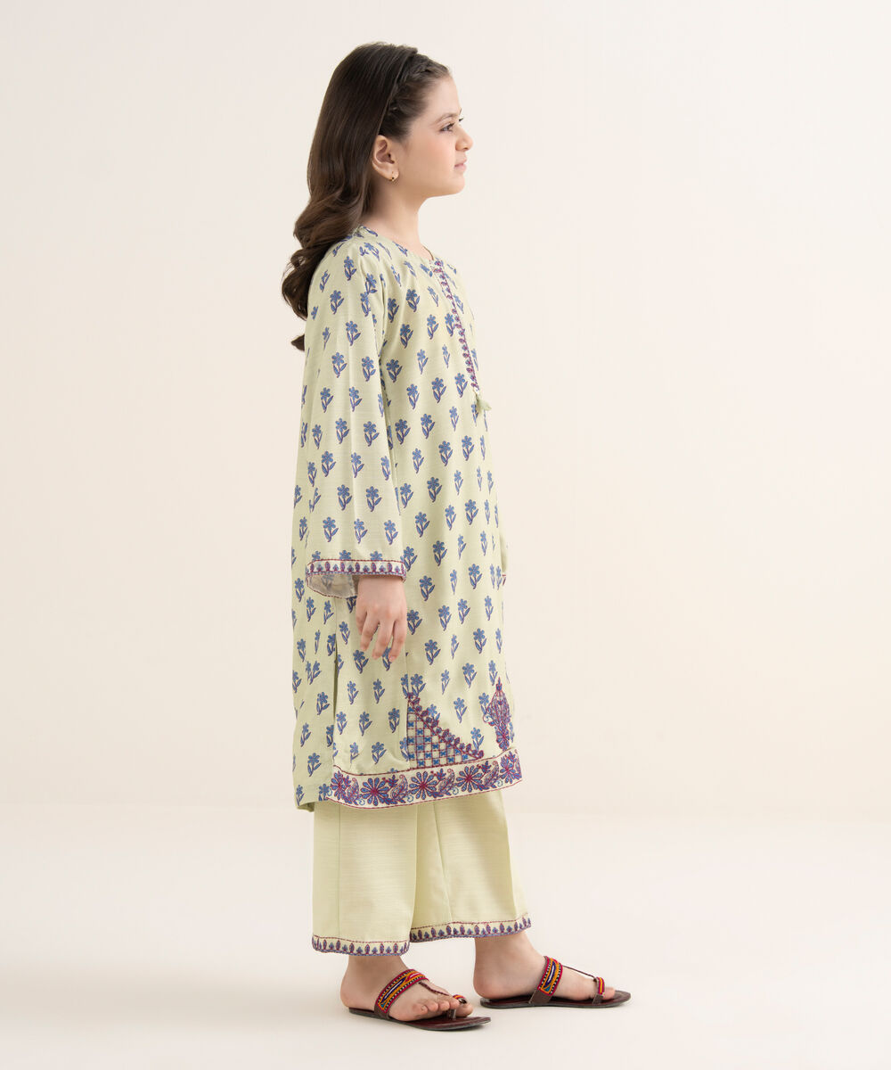 Girl's Herringbone Embroidered Mint Green 2 Piece Set