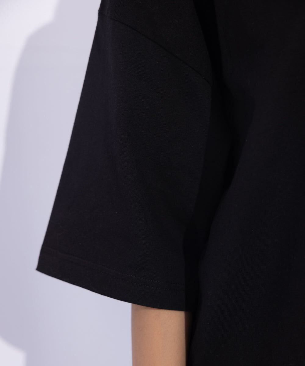 Woman - Black T-Shirt with Raised Neck