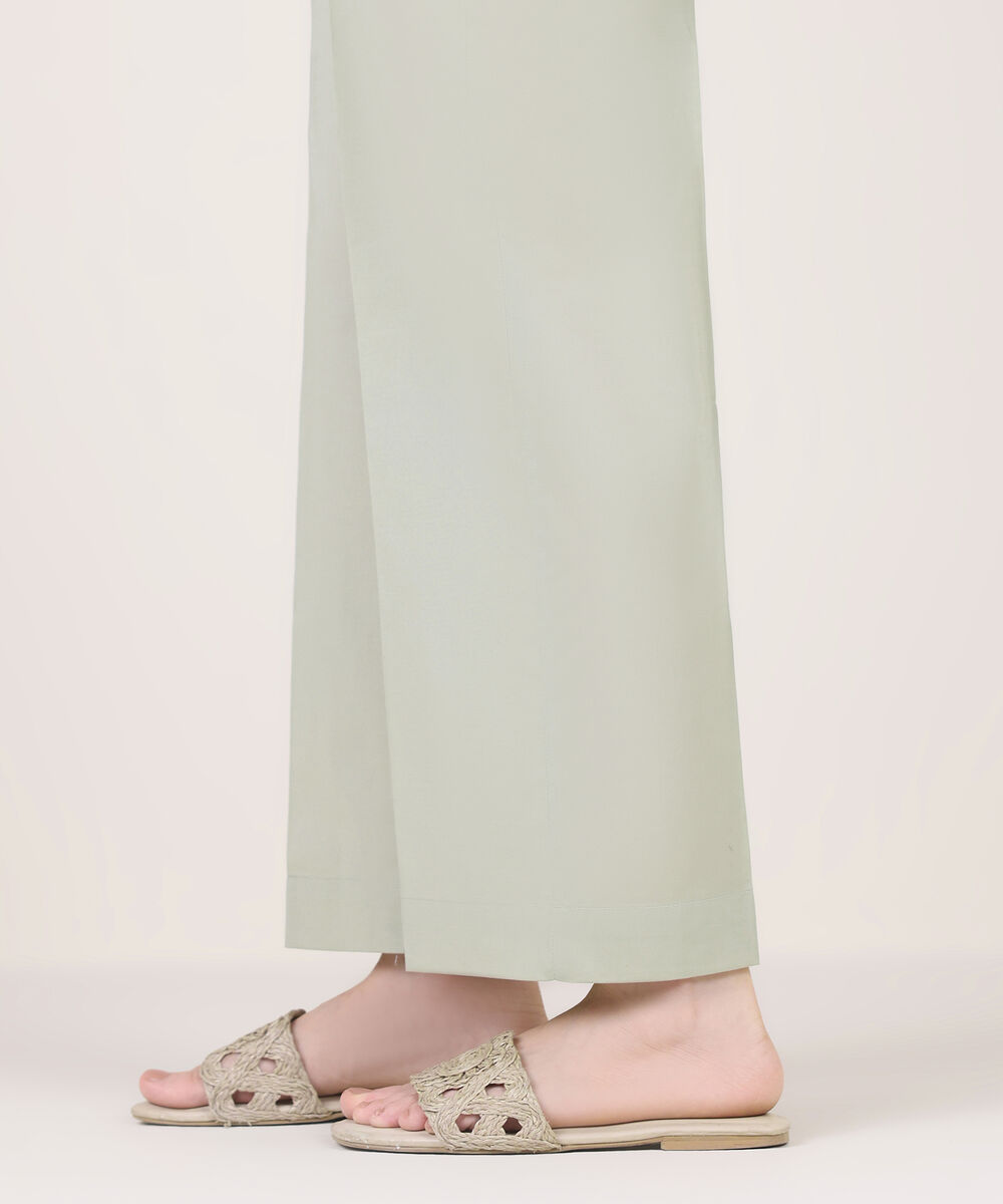 Women's RTW Lycra Grey Solid Straight Pants