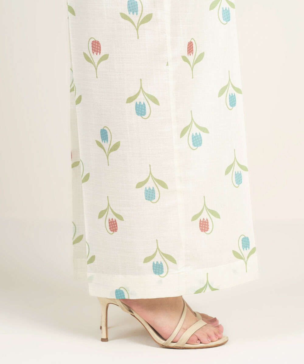 Women's RTW Crosshatch Printed Off White Culottes