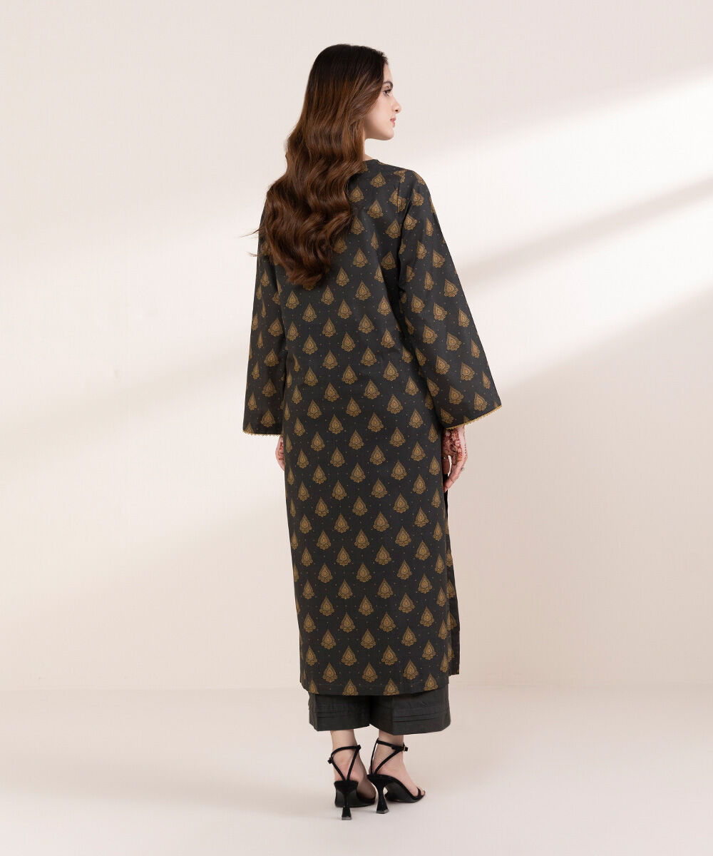 Women's RTW Cross Hatch Brown Printed A-Line Shirt