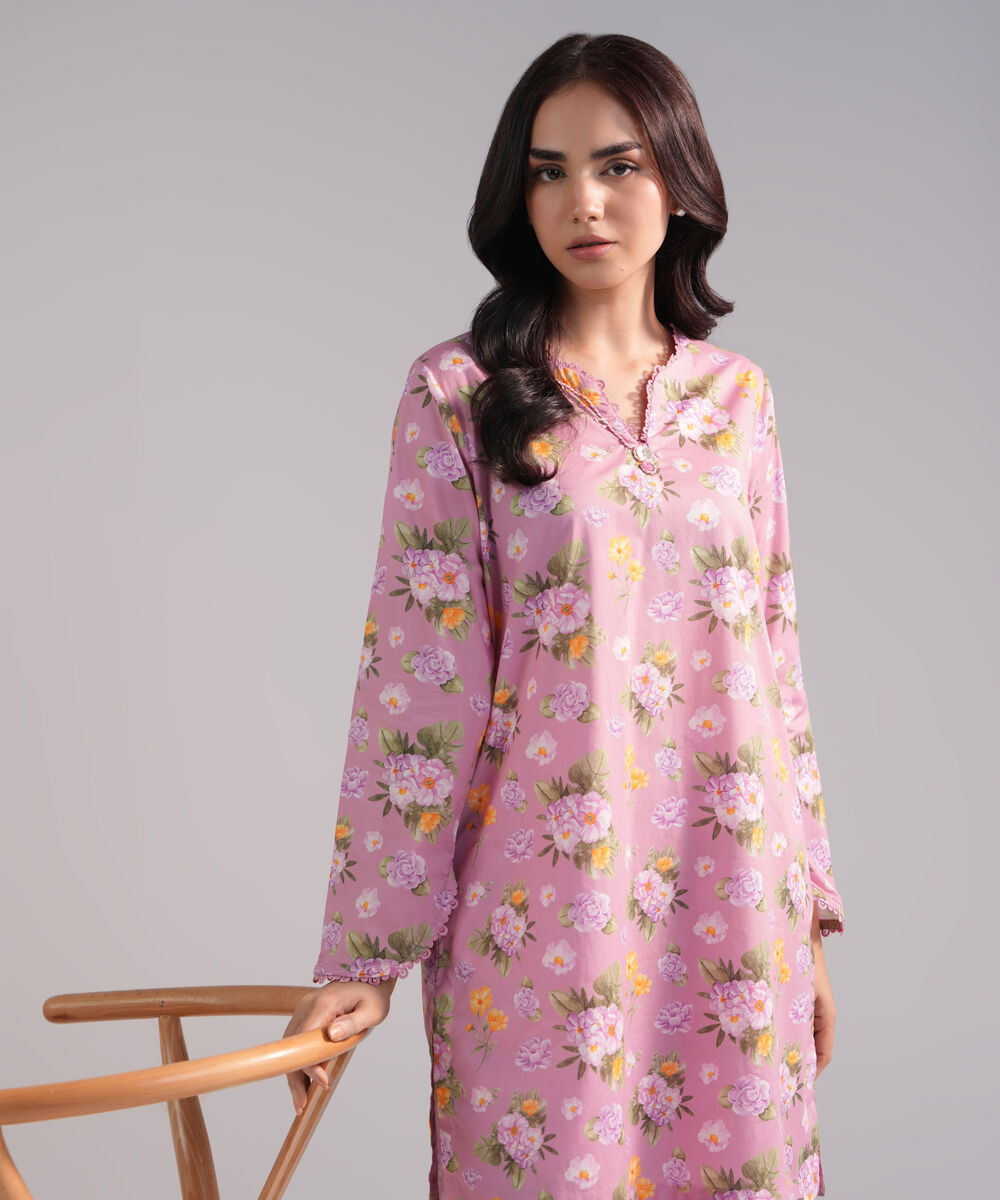 Women's RTW Lawn Printed Pink 2 Piece Suit