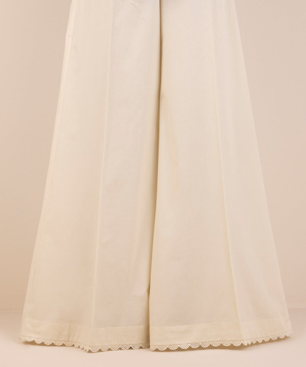 Woman - White Solid Cambric Sharara