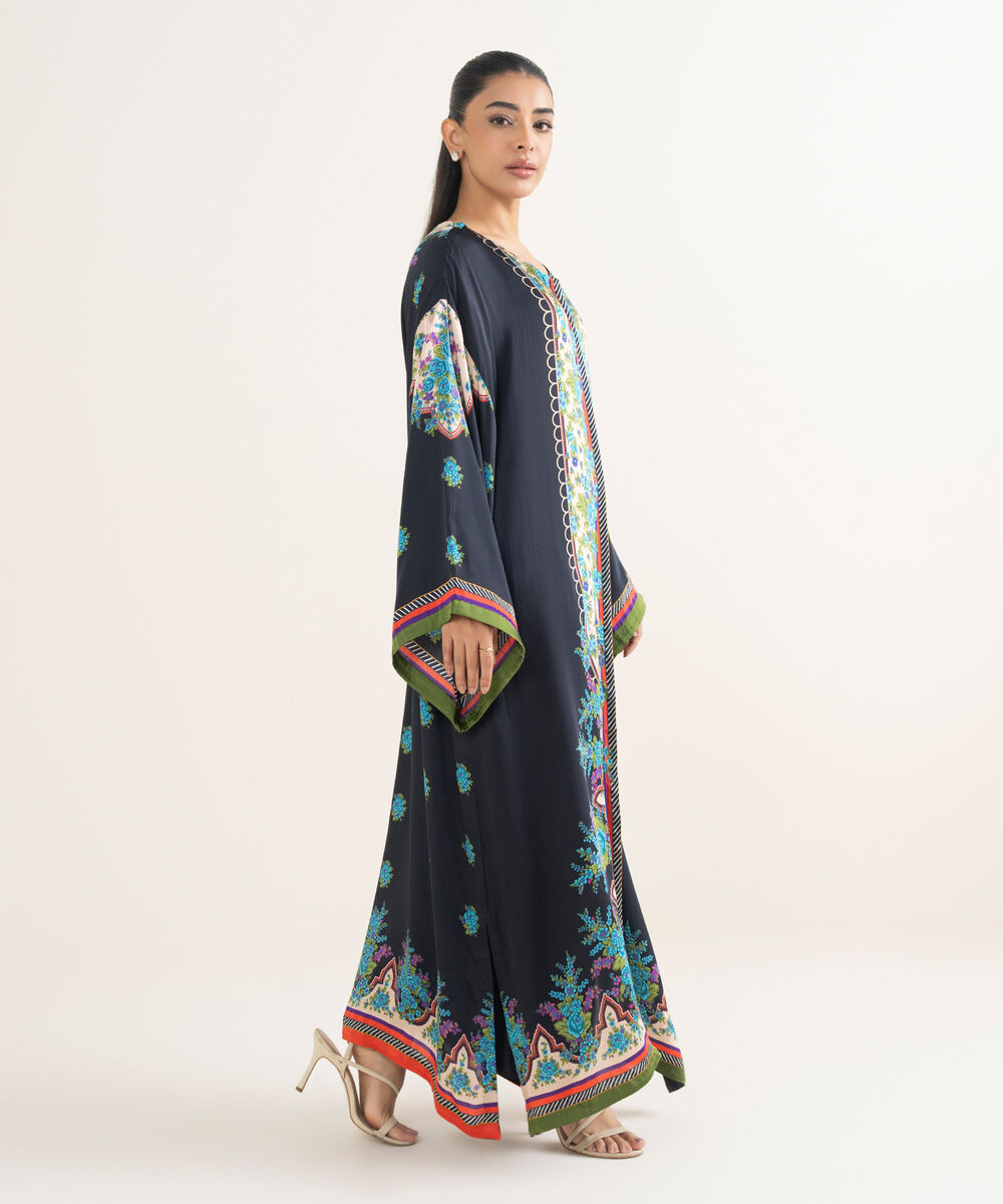 Women's RTW Bemberg Chamoz Printed Black 2 Piece Suit