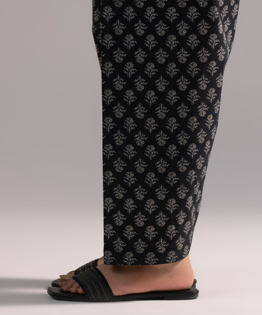 Women's RTW Cambric Printed Black Shalwar