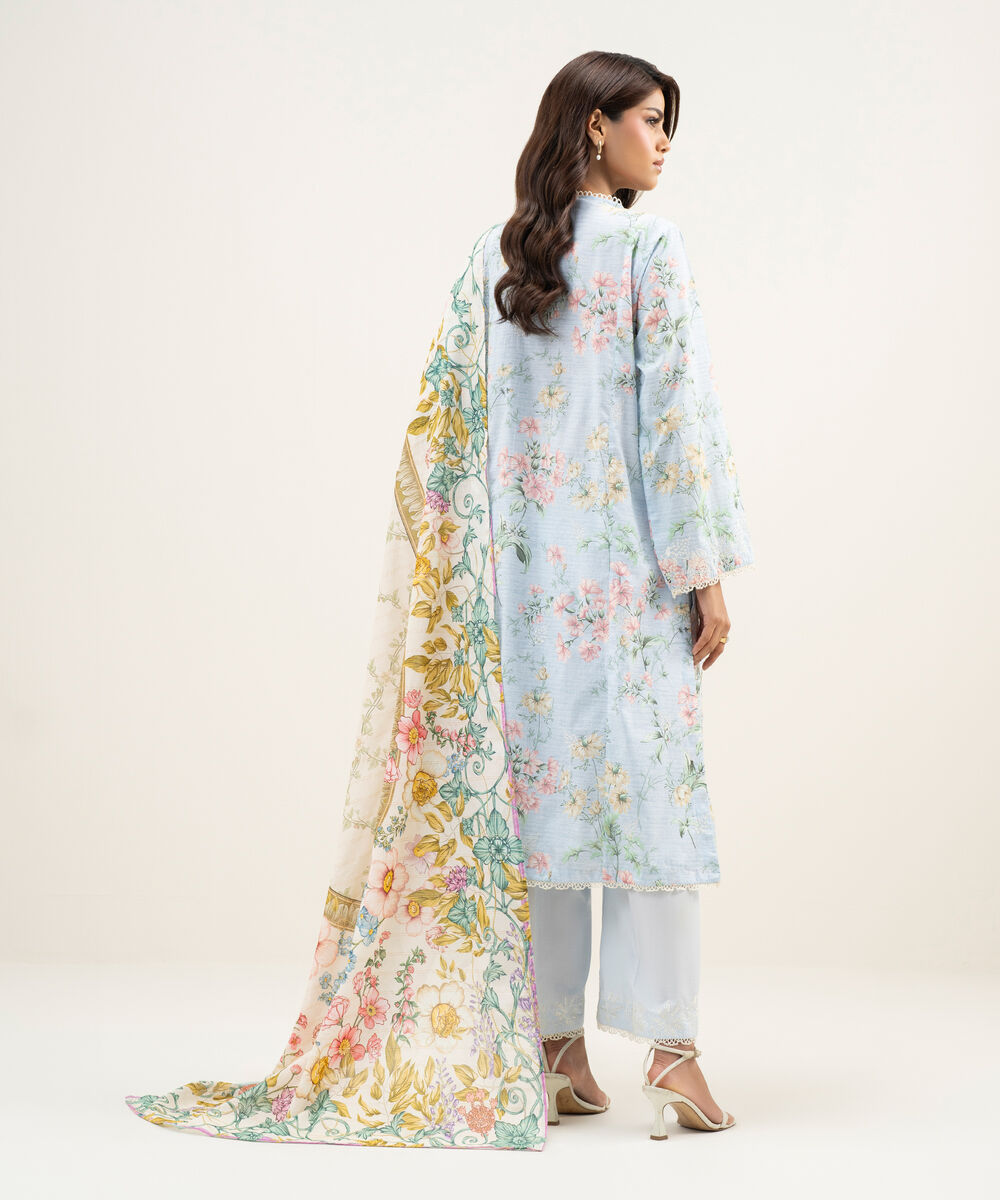 Women's RTW Lawn Embroidered Ice Blue 3 Piece Suit