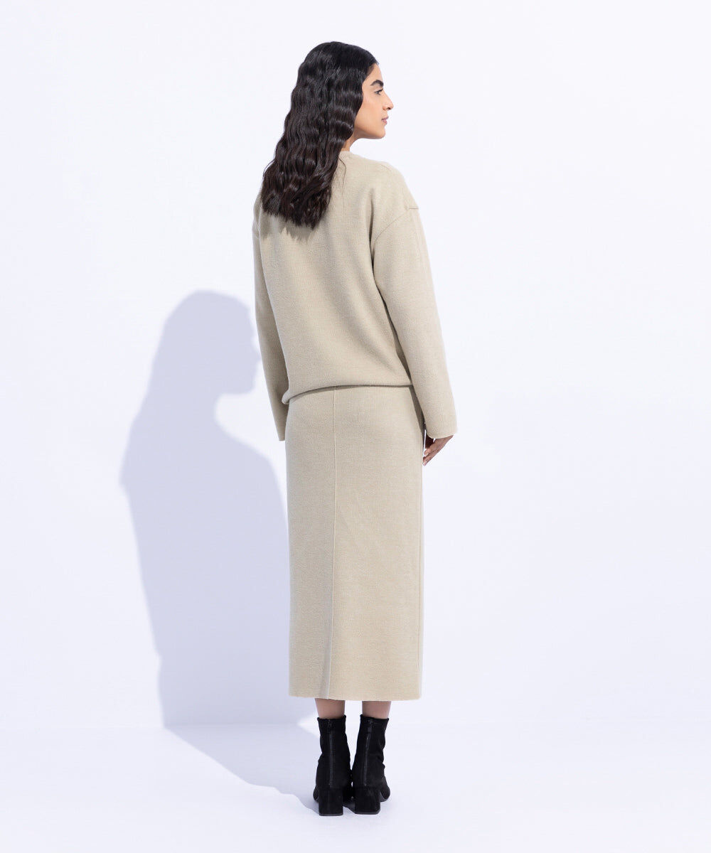 Woman - Off White Ribbed Skirt