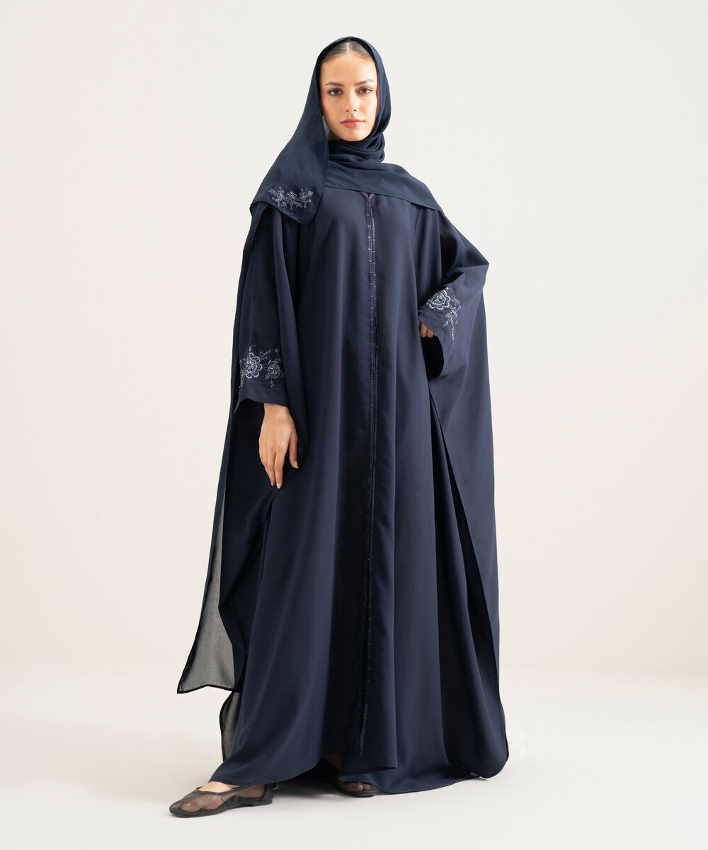Women's Blue Emroidered Kaaftan Abbaya Set