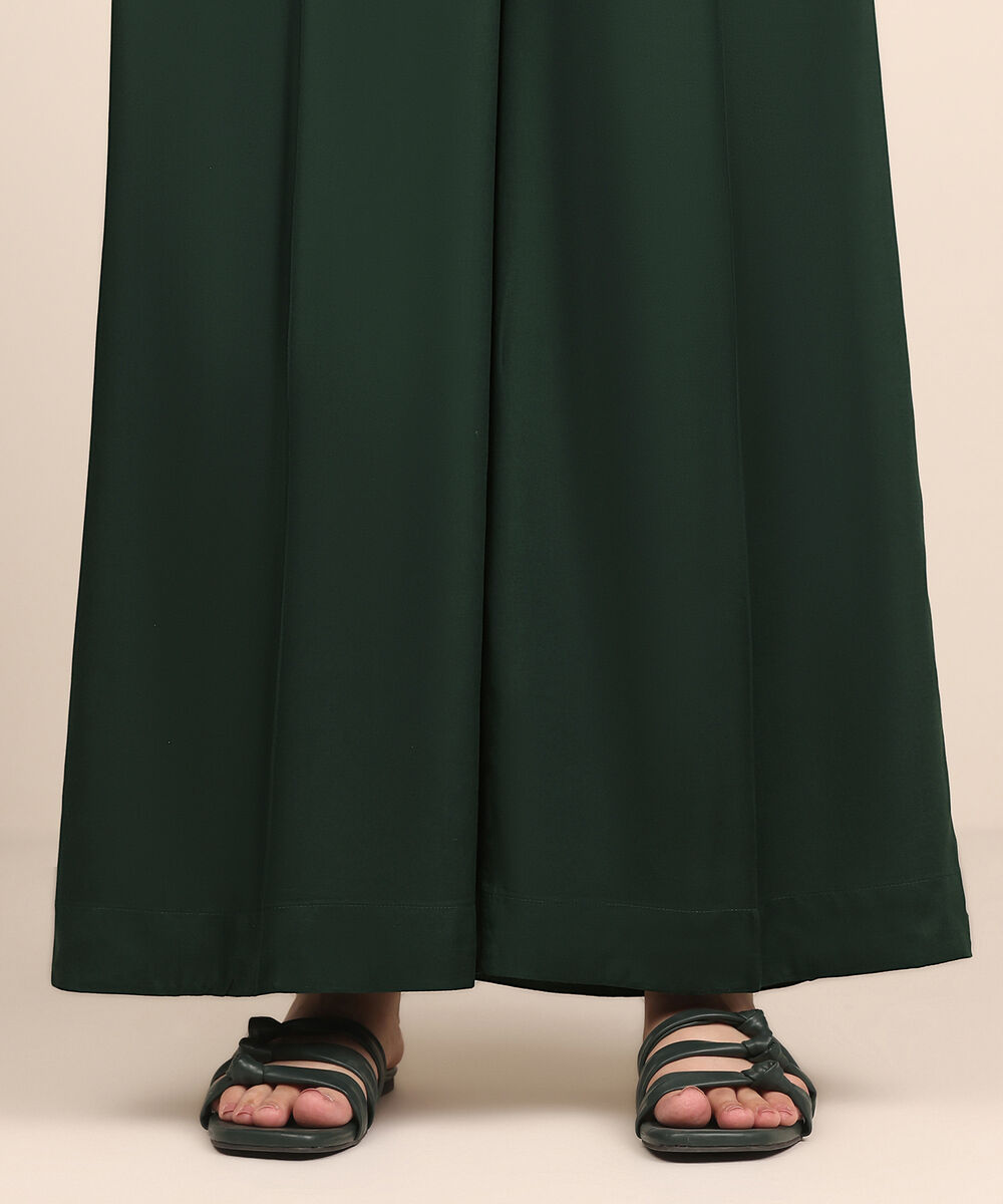 Women's RTW Arabic Lawn Green Dyed Flared Pants