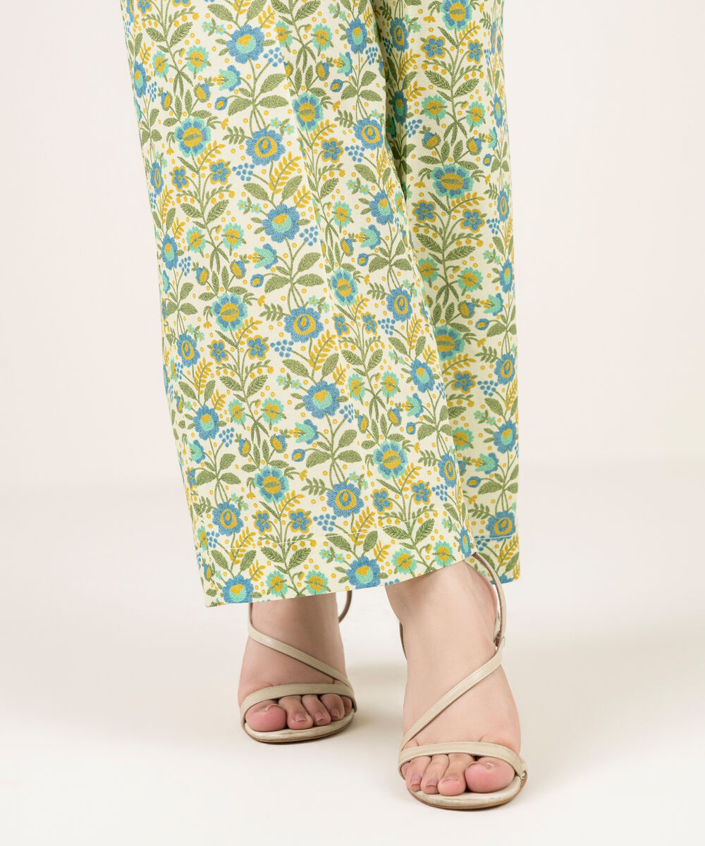 Women's RTW Cambric Printed Mint Green Culottes