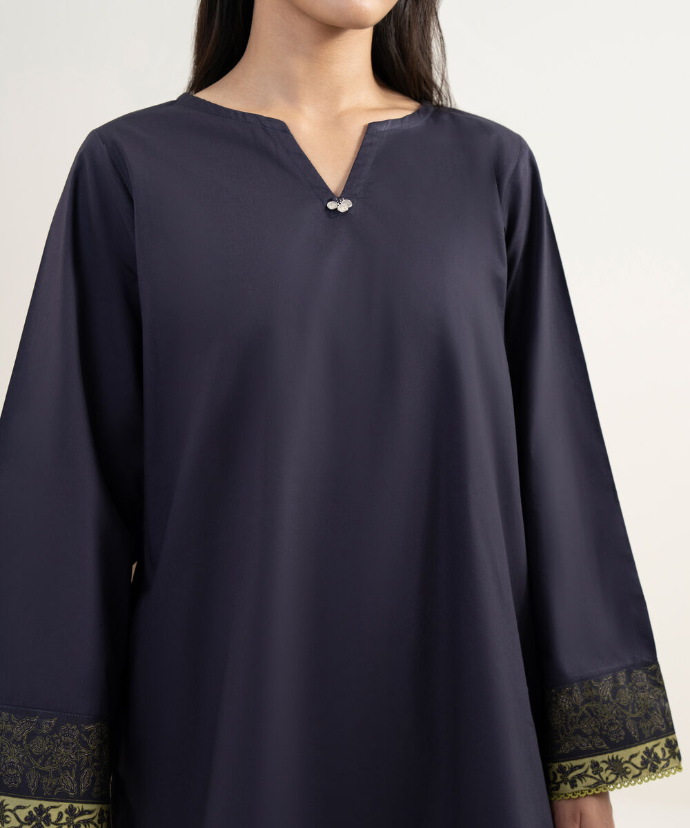 Women's RTW Cambric Solid Black Straight Shirt