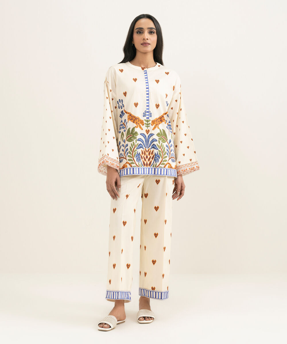 Women's RTW Cambric Embroidered Off White Boxy Shirt