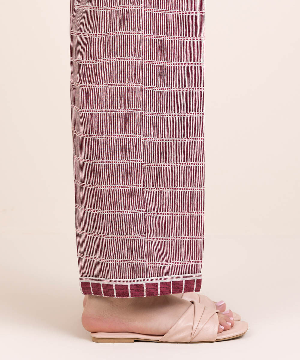 Woman - Grey Printed Cambric Straight Pants
