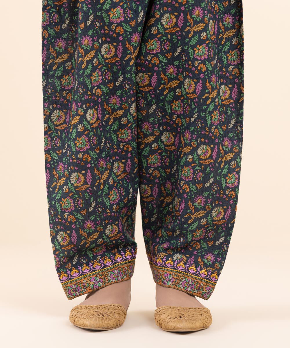 Women's Pret Khaddar Blue Embroidered 2 Piece Suit