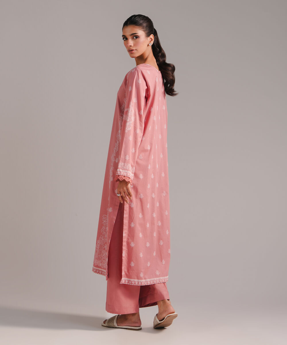 Women's RTW Lawn Printed Pink A-Line Shirt