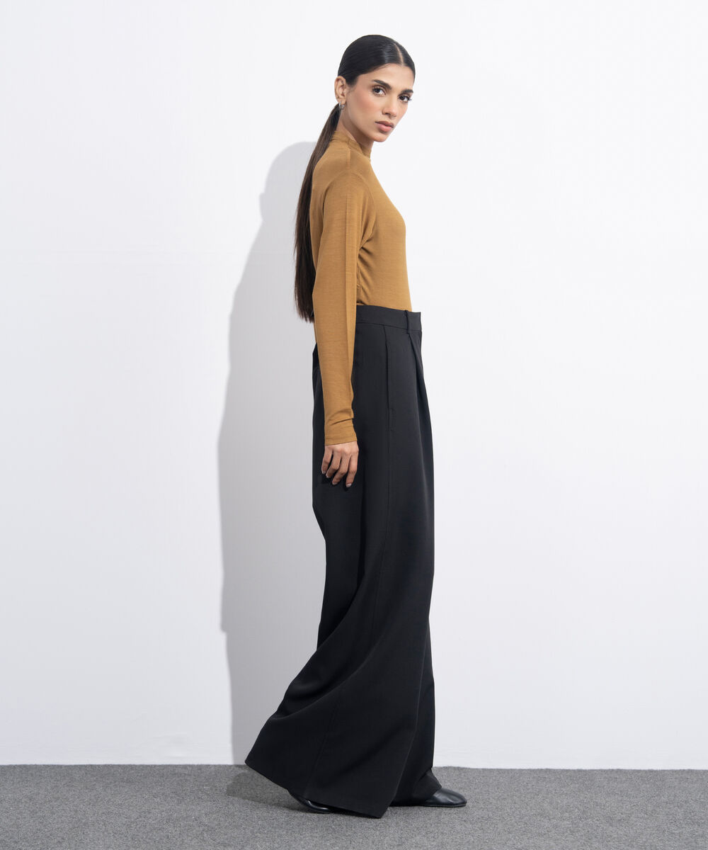 Women's Western Wear Mustard High Neck Fitted Top