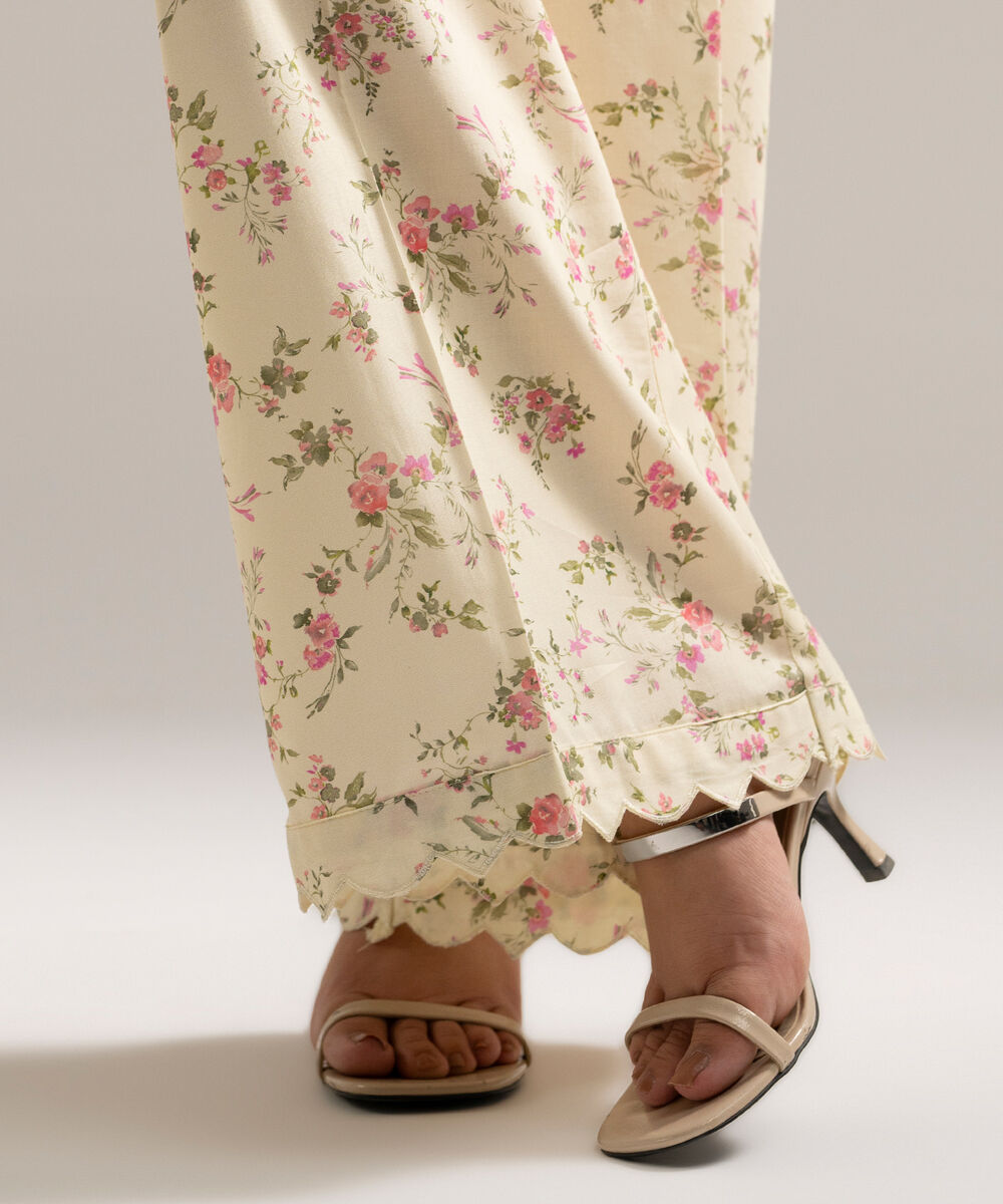 Women's RTW Cambric Printed Pale Yellow Culottes