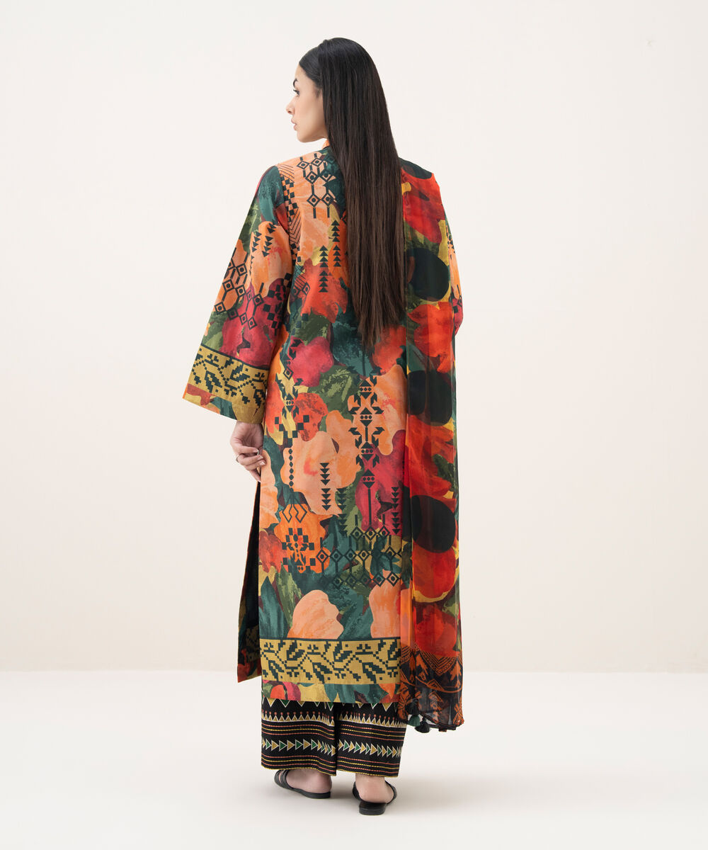 Women's Unstitched Cotton Printed Multi 2 Piece Suit