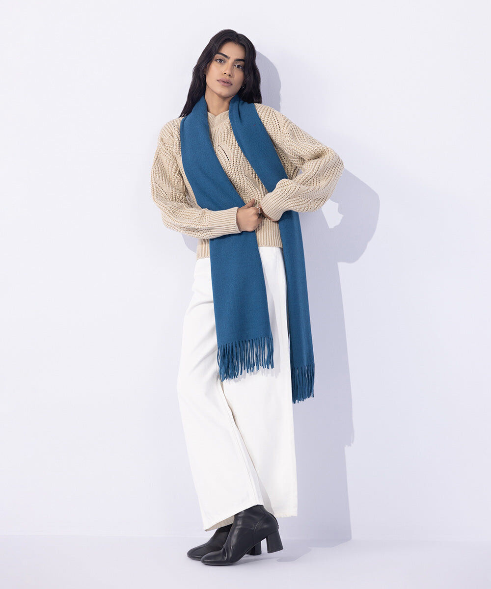 Woman - Blue Soft Woven Scarf