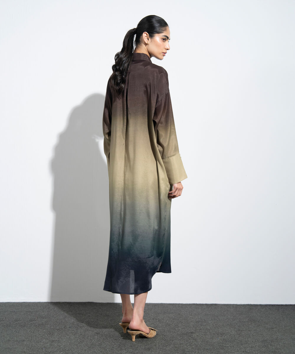 Women's Western Multi Ombre Print Shirt Dress