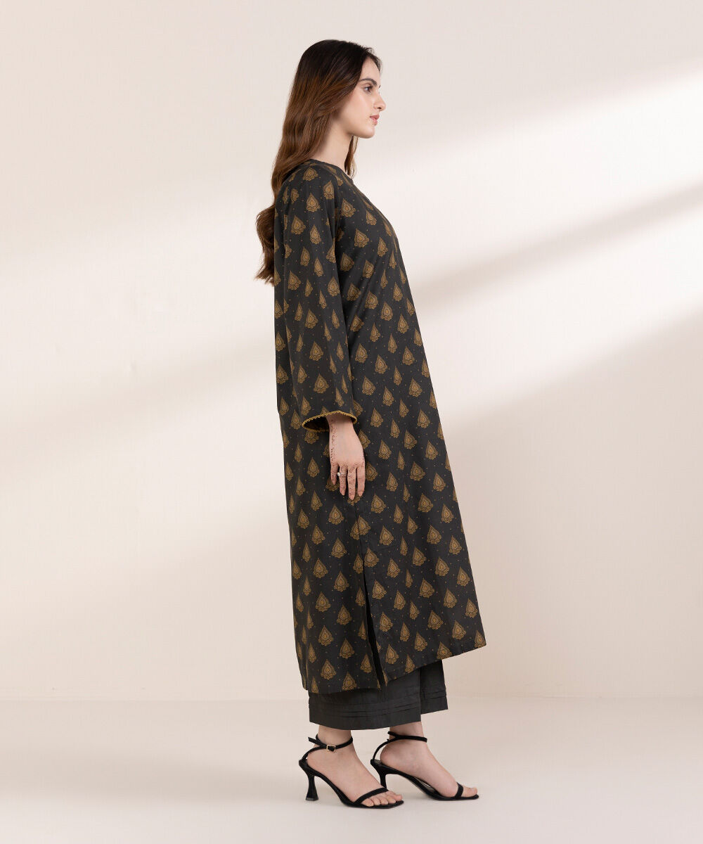 Women's RTW Cross Hatch Brown Printed A-Line Shirt